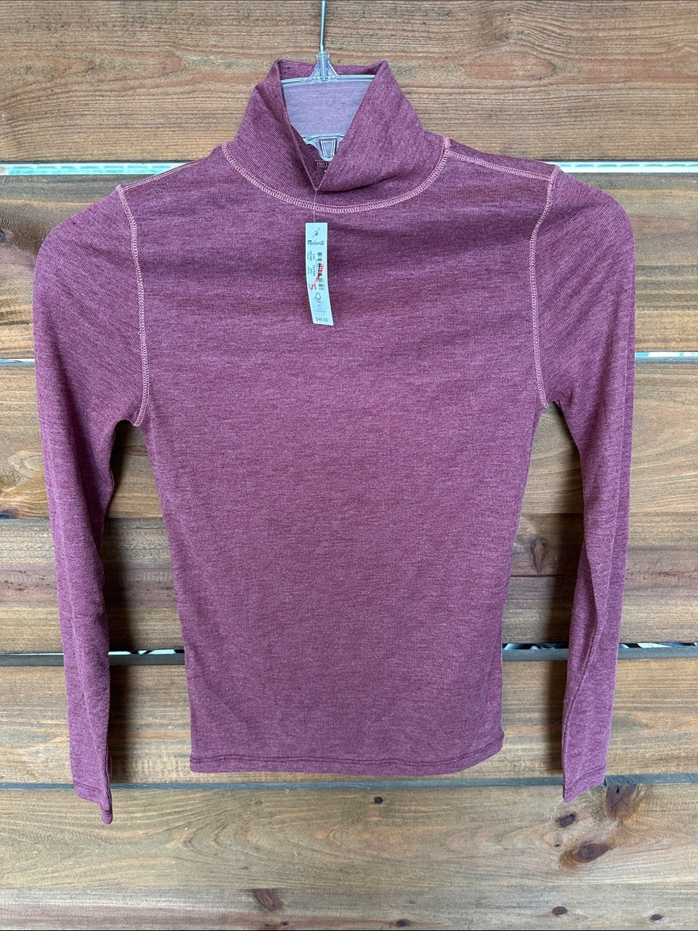 NWT Madewell burgundy mock neck long sleeve top XXS